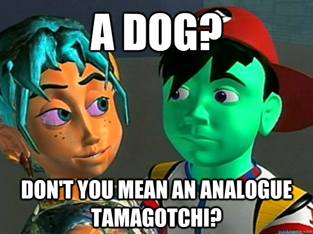 A Dog? Don't you mean an analogue Tamagotchi?  Tamagotcha