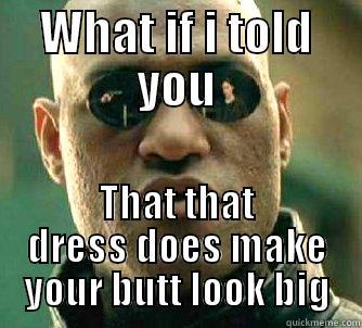 WHAT IF I TOLD YOU THAT THAT DRESS DOES MAKE YOUR BUTT LOOK BIG Matrix Morpheus