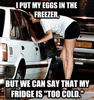 I put my eggs in the freezer, But we can say that my fridge is 