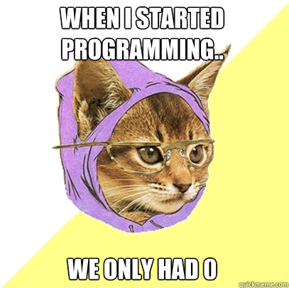 when i started programming.. we only had 0  Hipster Kitty