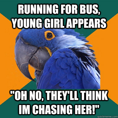 Running for bus, young girl APPEARS 