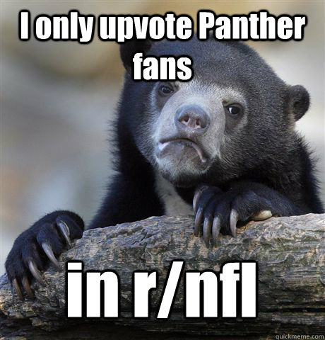 I only upvote Panther fans  in r/nfl  Confession Bear