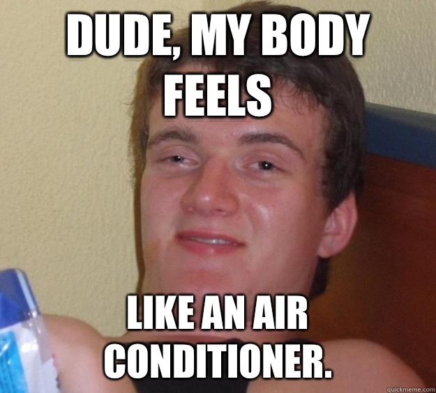 Dude, my body feels Like an air conditioner. - Dude, my body feels Like an air conditioner.  10 Guy