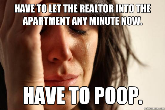 have to let the realtor into the apartment any minute now.  have to poop.  First World Problems