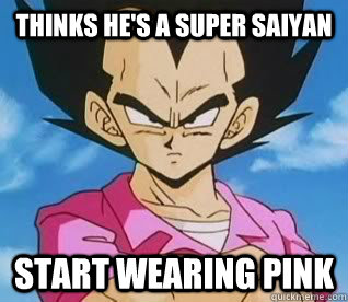 Thinks he'S a super saiyan start wearing pink  