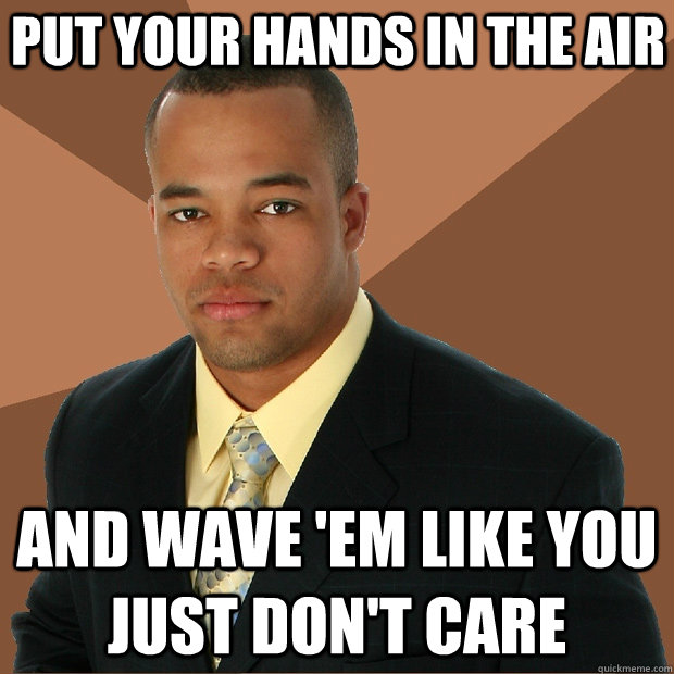 put your hands in the air and wave 'em like you just don't care - put your hands in the air and wave 'em like you just don't care  Successful Black Man