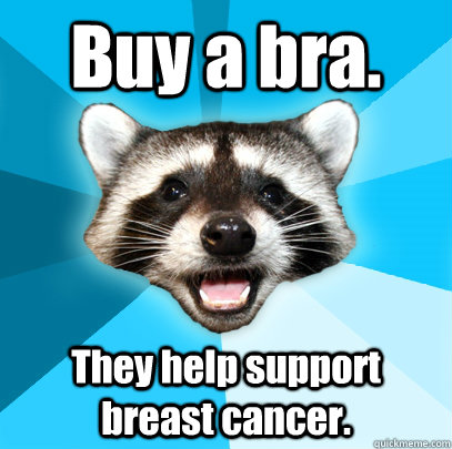 Buy a bra. They help support breast cancer.  Lame Pun Coon