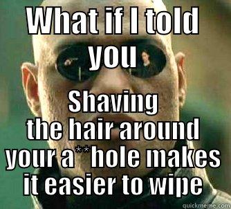 WHAT IF I TOLD YOU SHAVING THE HAIR AROUND YOUR A**HOLE MAKES IT EASIER TO WIPE Matrix Morpheus