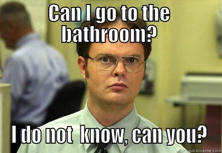 CAN I GO TO THE BATHROOM? I DO NOT  KNOW, CAN YOU? Schrute