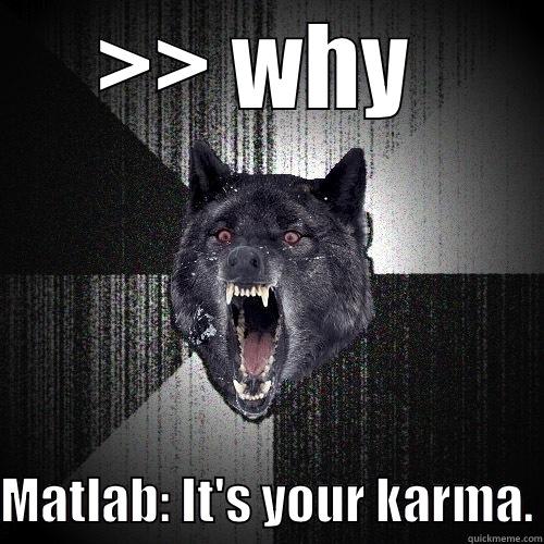 >> WHY   MATLAB: IT'S YOUR KARMA. Insanity Wolf