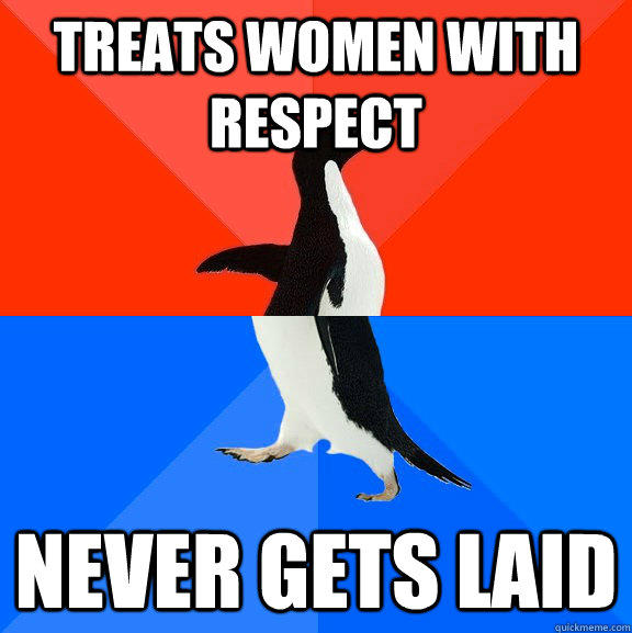 Treats women with respect  never gets laid - Treats women with respect  never gets laid  Socially Awesome Awkward Penguin