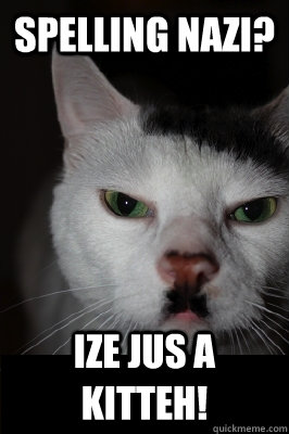 spelling nazi? Ize jus a kitteh! - spelling nazi? Ize jus a kitteh!  Hitler cat