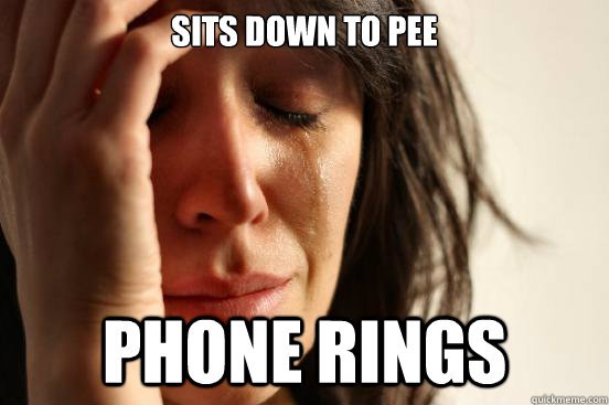 Sits down to pee Phone rings  First World Problems
