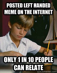 Posted left handed meme on the internet Only 1 in 10 people can relate  Left Handed Problems