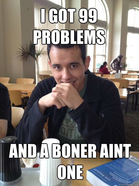 i got 99 problems and a boner aint one  