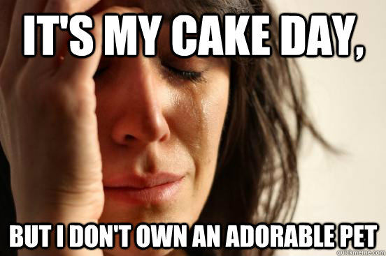 It's my cake day, But I don't own an adorable pet  First World Problems