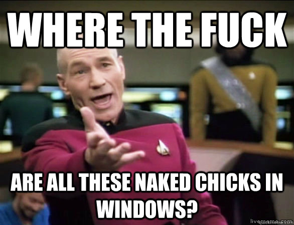 where the fuck are all these naked chicks in windows?  Annoyed Picard HD