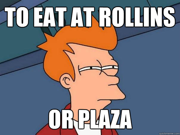 to eat at rollins or plaza  Futurama Fry