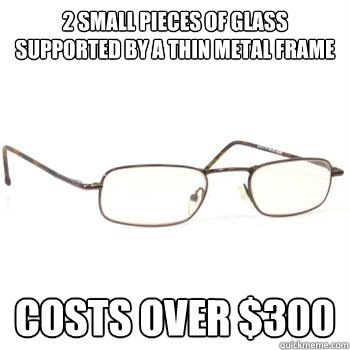 2 small pieces of glass supported by a thin metal frame costs over $300 - 2 small pieces of glass supported by a thin metal frame costs over $300  Scumbag Glasses
