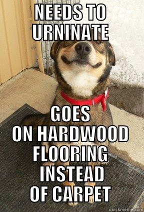 I have ta go - NEEDS TO URNINATE GOES ON HARDWOOD FLOORING  INSTEAD OF CARPET Good Dog Greg