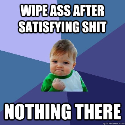 wipe ass after satisfying shit nothing there  Success Kid