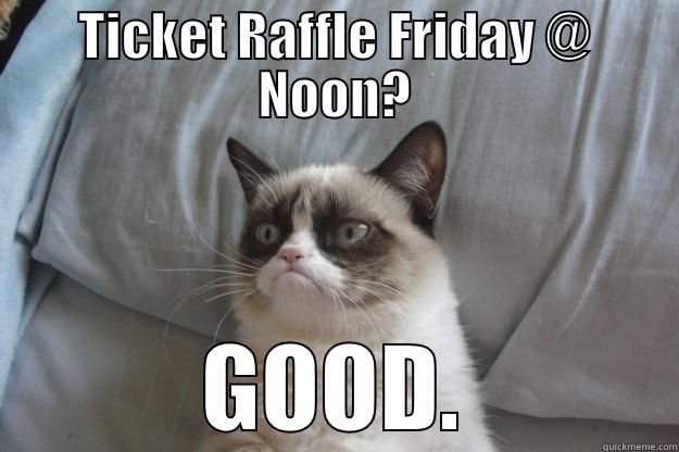 TICKET RAFFLE FRIDAY @ NOON? GOOD. Grumpy Cat