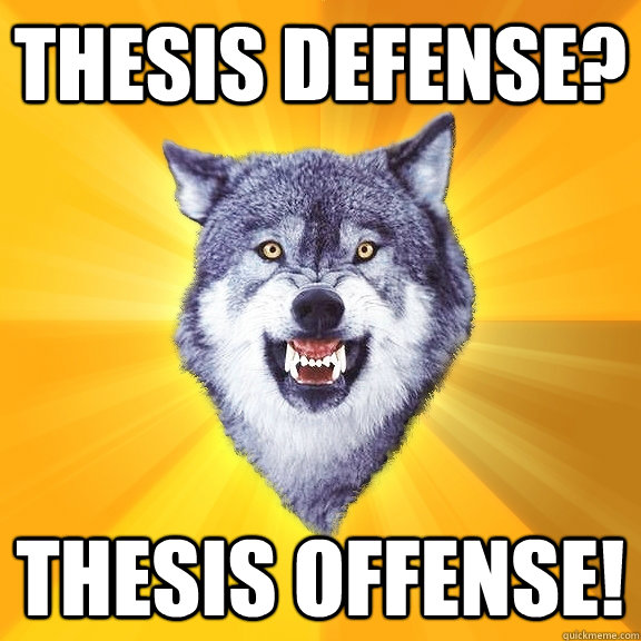thesis defense? thesis offense! - thesis defense? thesis offense!  Courage Wolf