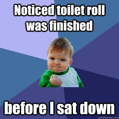 Noticed toilet roll was finished before I sat down - Noticed toilet roll was finished before I sat down  Success Kid