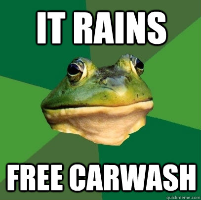 It rains Free carwash  Foul Bachelor Frog