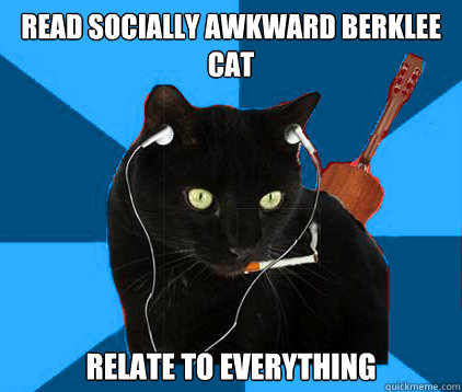 read socially awkward berklee cat relate to everything  Socially Awkward Berklee Cat