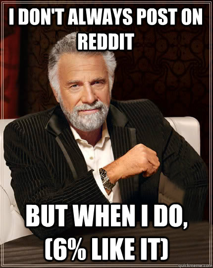 I don't always post on Reddit But when I do,  (6% LIKE IT)  Beerless Most Interesting Man in the World