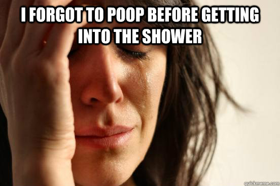 I forgot to poop before getting into the shower   First World Problems