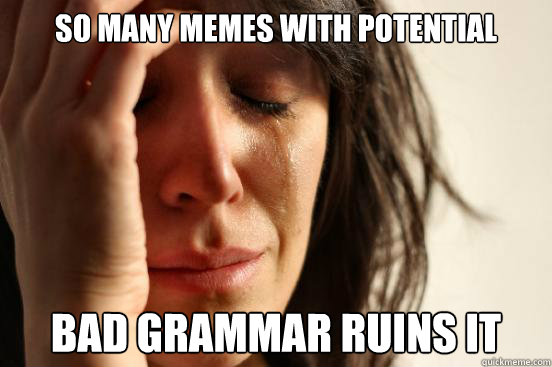 So many memes with potential bad grammar ruins it  First World Problems