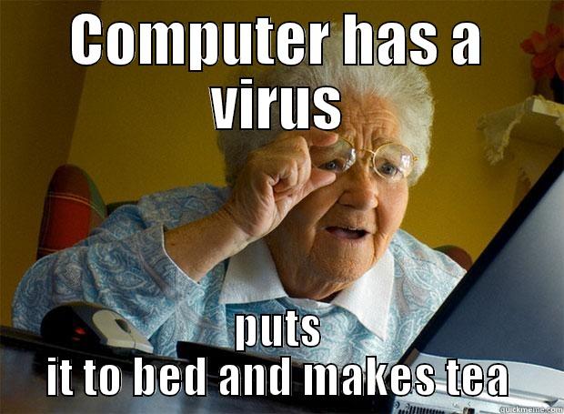 COMPUTER HAS A VIRUS PUTS IT TO BED AND MAKES TEA Grandma finds the Internet