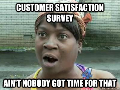 Customer Satisfaction Survey  Ain't Nobody Got Time For That  No Time Sweet Brown