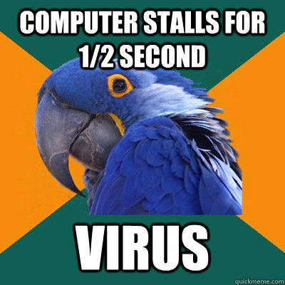 computer stalls for 1/2 second virus  Paranoid Parrot