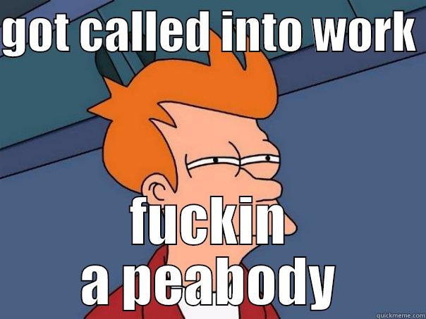 GOT CALLED INTO WORK  FUCKIN A PEABODY Futurama Fry