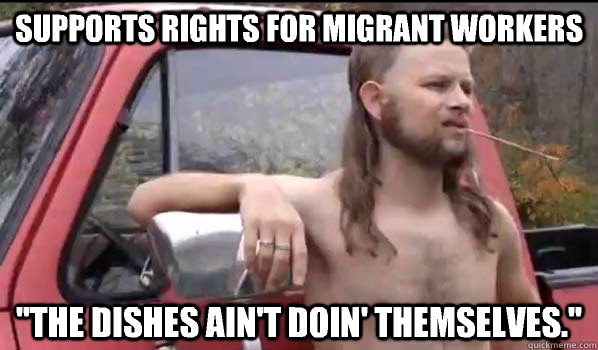 Supports rights for migrant workers 