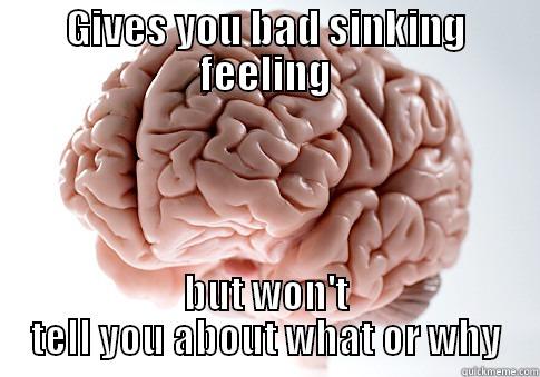 GIVES YOU BAD SINKING FEELING BUT WON'T TELL YOU ABOUT WHAT OR WHY Scumbag Brain