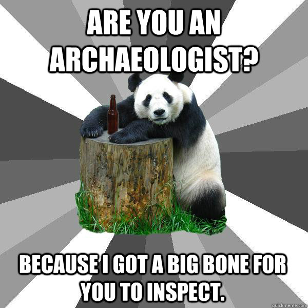 Are you an archaeologist?  because I got a big bone for you to inspect.   Pickup-Line Panda