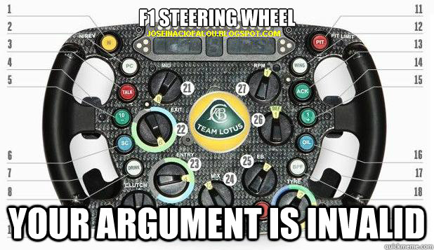 F1 Steering Wheel Your Argument is invalid  invalid argument by F1 steering wheel