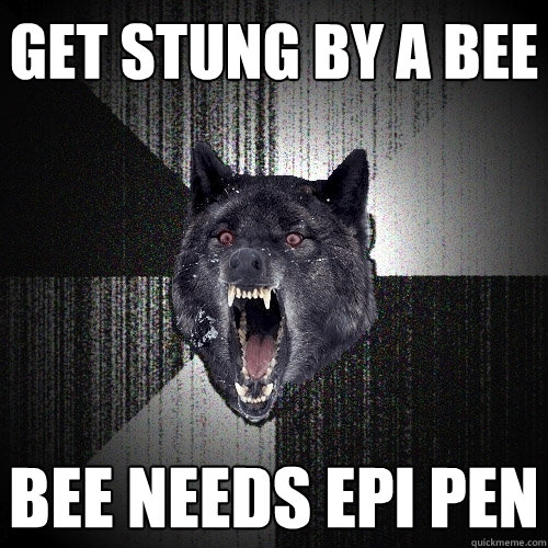 get stung by a bee bee needs epi pen  Insanity Wolf