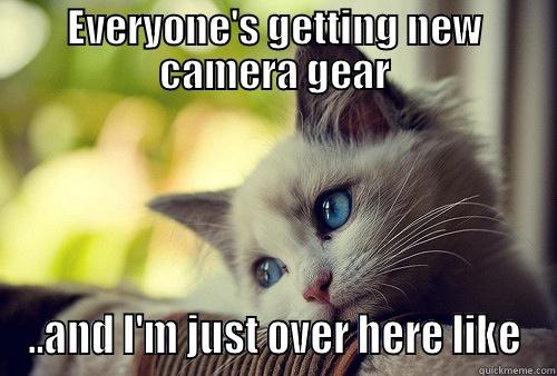 EVERYONE'S GETTING NEW CAMERA GEAR ..AND I'M JUST OVER HERE LIKE First World Problems Cat