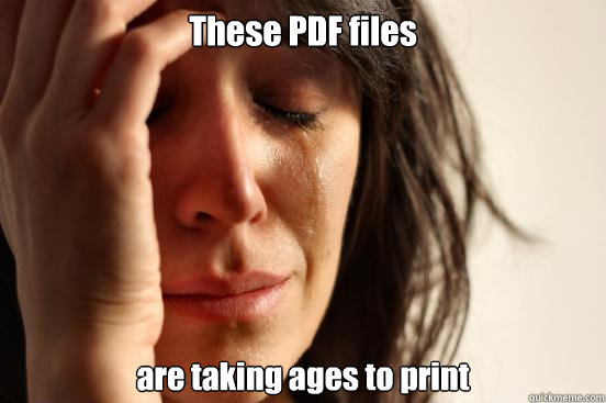 These PDF files are taking ages to print  First World Problems