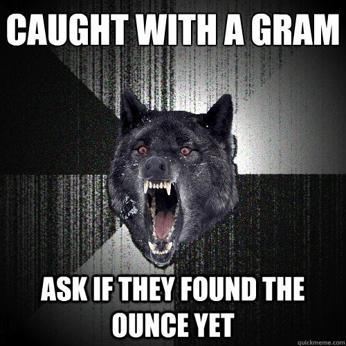 caught with a gram ask if they found the ounce yet  Insanity Wolf