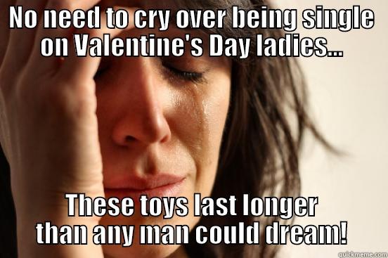 NO NEED TO CRY OVER BEING SINGLE ON VALENTINE'S DAY LADIES... THESE TOYS LAST LONGER THAN ANY MAN COULD DREAM! First World Problems