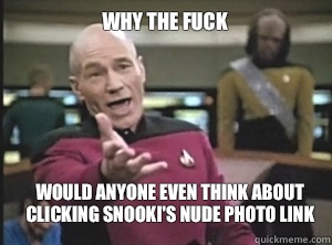 why the fuck Would anyone even think about clicking Snooki's nude photo link  Annoyed Picard