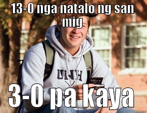 13-0 NGA NATALO NG SAN MIG 3-0 PA KAYA College Freshman