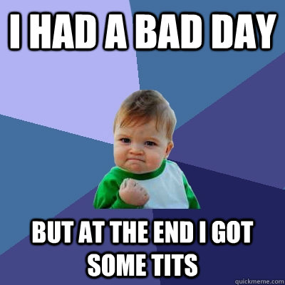 i had a bad day but at the end i got some tits  Success Kid