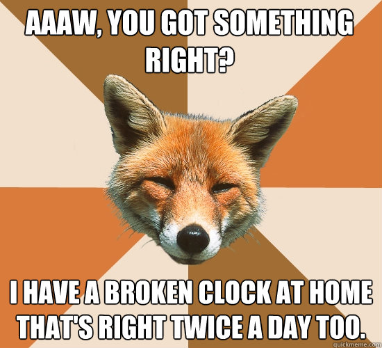 aaaw, You got something right? I have a broken clock at home that's right twice a day too.  Condescending Fox